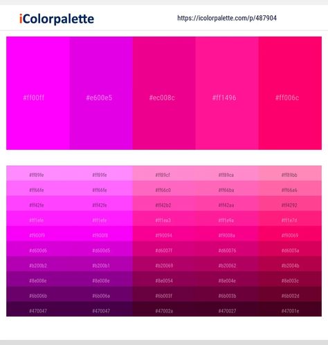 Hot Pink Color Palette, Rose Color Scheme, Aesthetic Color, Claret Red, Hot Pink Color, Color Palette Pink, Colour Inspiration, Digital Planning, Aesthetic Colors