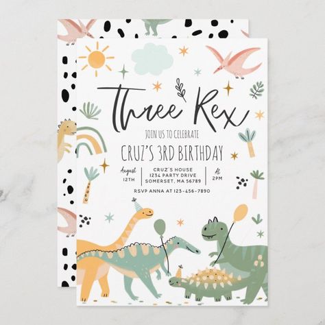 Dinosaur Three Rex 3rd Birthday Party Invitation - tap, personalize, buy right now! #Invitation #dinosaur #three #rex, #party, #birthday, Wild One 1st Birthday Party, Wild One 1st Birthday, Dinosaur Birthday Party Invitations, Dinosaur Invitations, Dinosaur Birthday Invitations, 1st Birthday Party Invitations, 2nd Birthday Invitations, Dinosaur Birthday Party, 1st Birthday Invitations