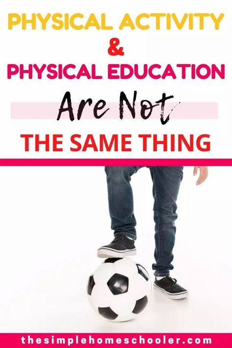 Is homeschool P.E. that big of a deal? Can't you just sign them up for a sport and call it a day? Nope! Check out why intentional homeschool P.E. is a huge deal for your kid and how to get started - the quick and easy way -with your own homeschool P.E. today! #homeschoolpe #pe #peideas #howto Gym Class For Homeschool, Homeschool Co-op Pe Ideas, Pe Exercises For Kids, Pe For Homeschoolers, Homeschool Pe Curriculum, Homeschool Gym Class Ideas, High School Physical Education, Pe Lesson Plans Elementary, Pe Homeschool