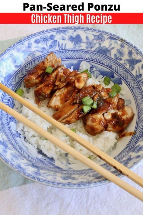 Learn how to make the best quick & easy Ponzu Chicken marinade for stir fry. Our homemade Japanese chicken recipe can be made with thigh or breast meat and served over steamed rice with chopped scallions as a simple garnish. It's our favourite ponzu chicken bowl to serve for lunch or dinner and is kid friendly. Ponzu Chicken, Boneless Chicken Breast Recipes Easy, Thigh Marinade, Simple Stir Fry, Healthy Japanese Recipes, Chicken Thigh Marinade, Chicken Stir Fry Recipe, Citrus Marinade, Japanese Chicken