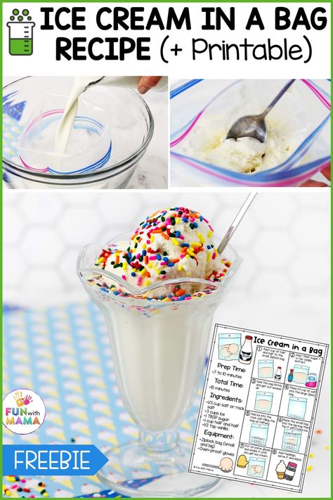 Ice Cream Baggie Recipe, Elementary School Cooking Activities, Easy Ice Cream In A Bag, Ice Cream In A Bag Recipe With Milk, Bag Ice Cream Ziplock, Making Ice Cream In A Bag Kids, Make Your Own Ice Cream In A Bag, Ice Cream In A Bag Recipe Kids Easy, Making Ice Cream In A Bag