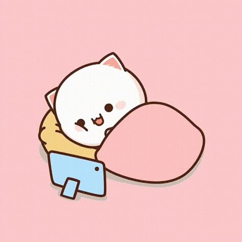 Peach Gif, Mochi Mochi Peach Cat Gif, Peach And Goma Cat, Mitao Cat, Sleeping Gif, Mochi Cat, Mochi Peach Cat, Cute Happy Quotes, Peach And Goma