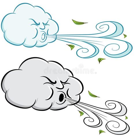 Windy Day Cloud Blowing Wind and Leaves vector illustration Cloud Blowing Wind, Wind Clipart, Wind Drawing, Leaves Drawing, Image Cloud, Weather Crafts, Wind Art, Cloud Illustration, Cloud Drawing