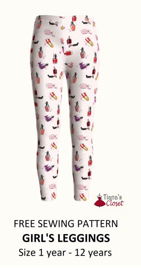 Free sewing pattern: Girl’s leggings Kids Leggings Pattern, Girls Leggings Pattern, Girls Sewing Patterns Free, Geometrical Prints, Paper To Print, Toddler Designer Clothes, Girls Clothes Patterns, Kids Clothes Patterns, Sewing Patterns Girls