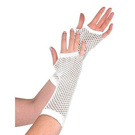 Decora Accessories, 80s Accessories, Black Fingerless Gloves, Fishnet Gloves, White Fishnets, 80s Punk, White Costume, White Halloween, Gloves For Women