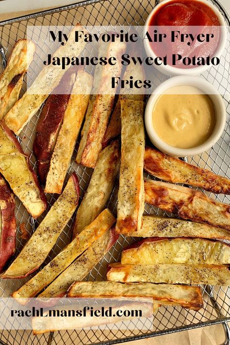 Air Fryer Japanese Sweet Potatoes, Japanese Sweet Potato Air Fryer, How To Cook Japanese Sweet Potato, Japanese Sweet Potato Recipe, Japanese Sweet Potato Fries, Healthy Sweet Potato Fries, Rachlmansfield Recipes, Grilled Sweet Potato Fries, Gf Sides