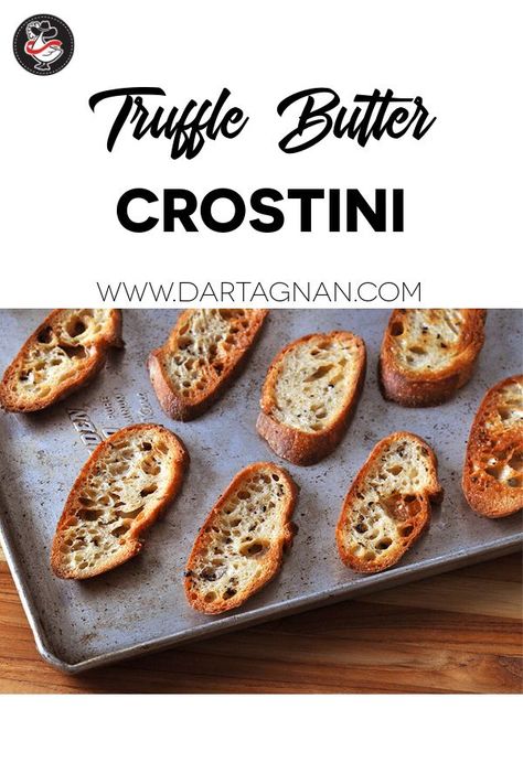 In this simple recipe, black truffle butter transforms a sliced baguette into a flavorful crostini that's a great base for all of your favorite toppings. Appetizer Crostini, Savory Spreads, How To Make Crostini, Crostini Recipe, Cheese Dips, Crostini Appetizers, Gluten Free Puff Pastry, Crostini Recipes, Crowd Pleasing Appetizers