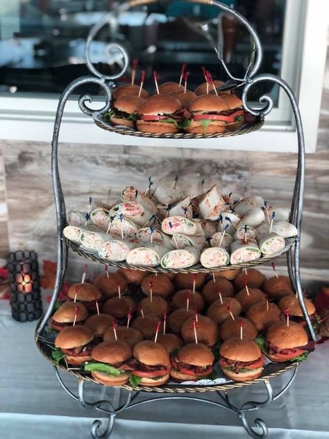 Display of wraps and BLT sliders Party Sliders, Open House Parties, Charcuterie Inspiration, 90th Birthday, House Party, Open House, Sliders, Birthday Party, Birthday