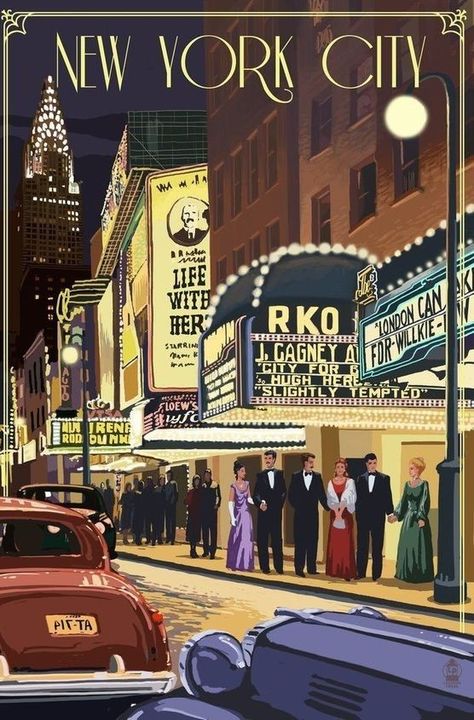 Theater Scene, Arte Jazz, New York Theater, San Myshuno, Theatre Scene, New Yorker Covers, City New York, Print Wall Decor, Vintage Poster Art