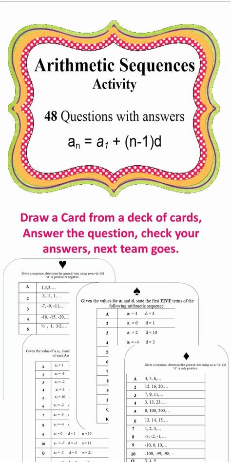 Arithmetic Sequence Worksheet Answers 50 Arithmetic Sequence Worksheet Answers In 2020 Geometric Sequences Activity, Arithmetic Sequences Activities, Arithmetic And Geometric Sequences, Sequence Worksheet, Multi Step Equations Worksheets, Factoring Quadratics, Arithmetic Sequences, Geometric Sequences, Line Math