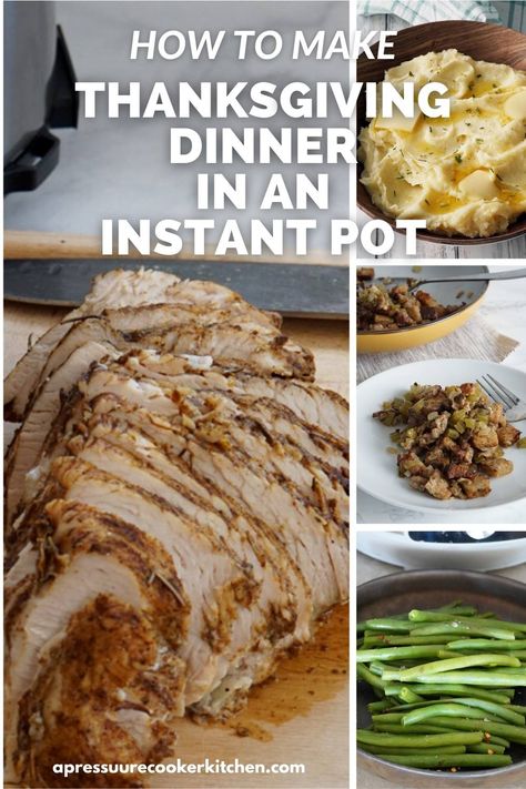 Whip up a complete Thanksgiving feast in a flash with your trusty Instant Pot! From tender turkey to luscious sides, this one-pot wonder has your back. #InstantPotRecipes #ThanksgivingDinner #turkeyrecipe #holidaymeal Thanksgiving Instant Pot, Instant Pot Turkey Breast, Instant Pot Turkey, Potatoes And Gravy, Cooking Thanksgiving Dinner, Cooking Turkey Breast, Dinner Keto, Turkey Breast Recipe, Thanksgiving Dinner Recipes