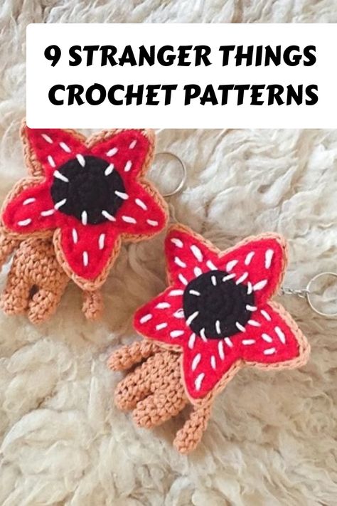 Discover a treasure trove of Stranger Things crochet patterns to create adorable Demogorgon, Dustin, Eddie, or Eleven Amigurumi dolls. No need to search any further - we've got you covered with all the patterns you need. Start your next crochet project today! Crochet Projects No Sew, Weird Things To Crochet, Crochet Stranger Things, Crochet Characters Amigurumi, Stranger Things Gift, Crochet Weird, Stranger Things Crochet Pattern Free, Stranger Things Crochet Ideas, Crochet Stranger Things Pattern