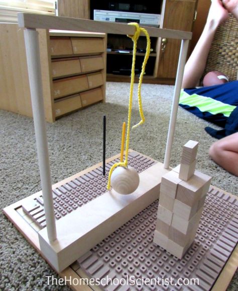 Wrecking Ball Physics Experiment Elementary Stem Activities, Physics Classroom, Stem Classes, Construction Play, Stem Elementary, Physics Experiments, Teaching Stem, Skee Ball, Stem Kits