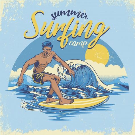 Vintage txtured hand drawing surfing | Premium Vector #Freepik #vector #vintage #people #water #hand Surf Drawing, Vectors Math, Beach Cartoon, Surf Logo, Hawaii Vintage, Wave Illustration, Illustration Story, Surf Design, Hawaii Surf