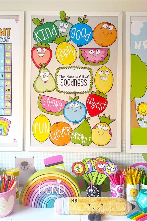 Door Display Classroom, Fruit Classroom, Nurture Room, Class Community, Classroom Door Displays, Apple Classroom, Infant Classroom, Kindergarten Classroom Decor, Fun Fruit