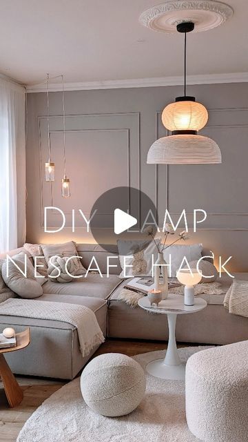 E R I K A on Instagram: "Nescafé H A C K 💡 DIY Pendant lamp 
Without power connection. You only need a socket 
.
How to make:
1.Clean glass 
2. Remove label. Tip It works best with a hair dryer 
3. Draw circle in the lid. 
4. I used a light bulb frame like for the Christmas stars from Ikea
5. Vintage light bulb E14
6. Hang up and you're done 
Enjoy the beautiful light 💡
These glasses are perfect for this.The golden lid looks particularly good with the white cables  and Vintage bulb 💡
.
What do you think?

Don't forget to like and save for later ❤️
More in my Story 👉
.
Follow @herzenstimme for more DiYs Hacks and Upcycling ideas

Werbung/Ad
#diy #interiordesign #ikeahome #ikea #lampe #cozy #decorazioni #decorasyon
#ikeahackers #wohnzimmer #mylvngrm #upcycle #musthave#recycle #friday #@i Light Bulbs For Lamp, Diy Lamp From Vase, Vase Into Lamp, Led Hacks, Rechargeable Light Bulb Hack, Diy Hanging Lamp, Upcycle Glass Lamp Globes, Making Lamps, Ikea Lighting