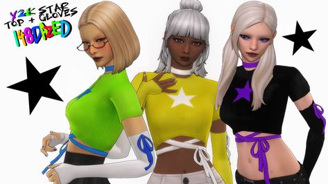 ★ Y2K STAR TOP + GLOVES ! | Patreon Y2k Sims 4 Cc, Maxis Match Cc Sims 4, Oversized Graphic Shirt, Ts4 Maxis Match Cc, Sims 4 Y2k, Cc Finds Sims 4, Sims 4 Cc Maxis Match, Sims 4 Cc Maxis, Y2k Star