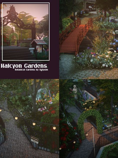 Halycon Gardens - A Magical Botanical Masterpiece | 40x40 sims 4 lot park Sims 4 Backyard Garden Ideas, Sims 4 Lots Park, Sims 4 Flower Field, Sims 4 Botanical Garden, Sims 4 Outdoor Plants, Sims 4 Cc Landscaping, Sims 4 Landscaping Cc, Sims 4 Cc Garden, Sims 4 Garden Cc