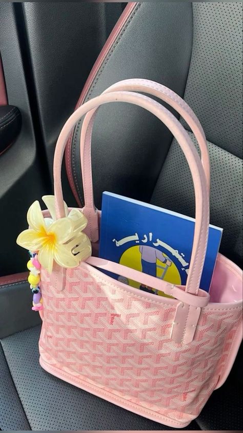 Pink Goyard Aesthetic, Pink Goyard Bag Outfit, Small Goyard Bag, Pink Goyard Card Holder, Cute Pink Tote Bag, Pink Tote Purse, Pink Tote Bag Outfit, Pink Goyard Bag, Pink Goyard Tote