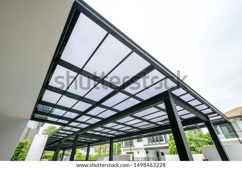 Transparent Acrylic Roof Sheet Closeup Garage Stock Photo 1498463228 | Shutterstock Indoor Pool Design, Roofing Options, Wood Shingles, Roof Construction, Roof Colors, Pergola With Roof, Roofing Sheets, Glass Roof, Diy Pergola