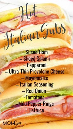 Italian Sandwich Recipes, Italian Subs, Hoagie Sandwiches, Hot Sandwich Recipes, Sandwhich Recipes, Best Sandwich Recipes, Monte Cristo Sandwich, Types Of Sandwiches, Italian Sub