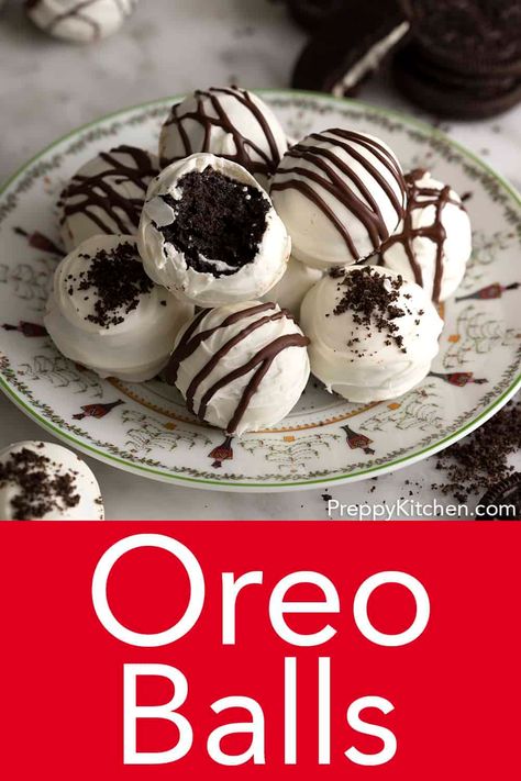 Oreo Balls are a classic fudgy and chocolaty treat made with just three ingredients and a few simple steps. This no bake treat is a fantastic addition to any cookie table, bake sale, or snack time and even makes a great housewarming gift. Just one bite, and you’ll see why these rich truffle-like cookies are sure to be a favorite treat! Oreo Ball Cookies, Peanut Butter Oreo Cookie Balls, Oreo Cookie Balls Recipe, Oreo Bites, Oreo Balls Recipe, Oreo Cookie Balls, Peanut Butter Oreo, Oreo Balls, Cookie Table