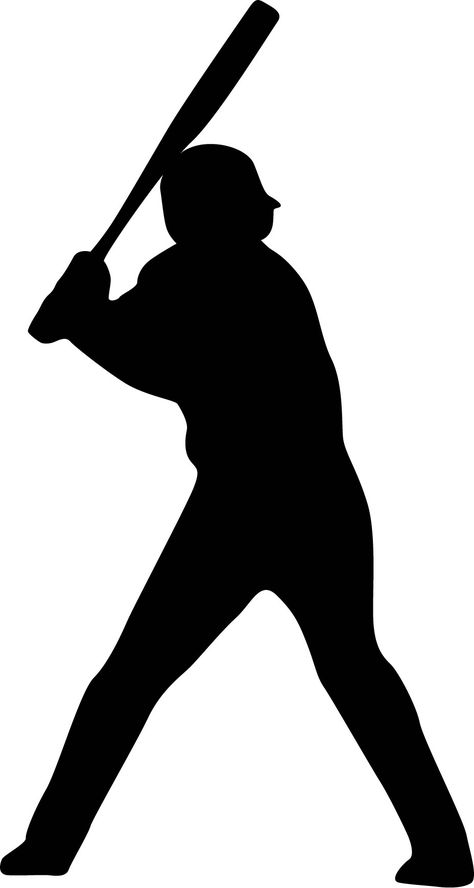 Baseball Player Batting Stance Righty Silhouette : Custom Wall Decals, Wall Decal Art, and Wall Decal Murals | WallMonkeys.com Batting Stance, Baseball Backgrounds, Baseball Batter, Baseball Crafts, Graphic Wall, Baseball Theme, Silhouette Clip Art, Baby Shower Invitaciones, Sports Room