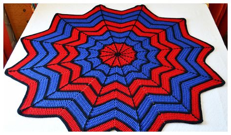 Spider Web Throw Blanket Free Crochet Patterns: Spiderman Blanket Free Crochet Patterns Braided Rag Rug Diy, Cozy Crochet Blanket, Baby Mittens Knitting, Spiderman Blanket, Beginner Crochet Blanket, Ripple Baby Blanket, Crochet Batman, Crochet Blanket Ideas, Crochet Triangle Shawl Pattern