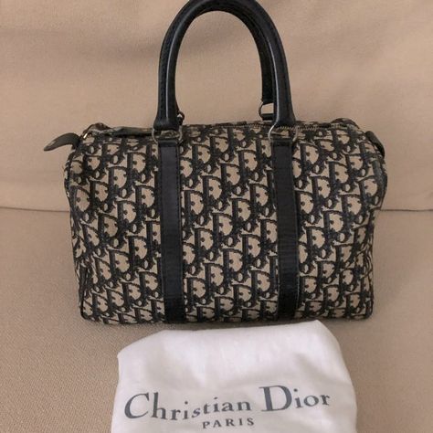 Dior vintage trotter oblique Boston bag Dior Bowling Bag, Dior Boston Bag, Dior Vintage Bag, Dior Monogram, Vintage Designer Bags, Dream Bag, Dior Vintage, Bowling Bags, Dior Handbags