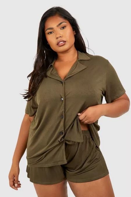 Plus Size Nightwear | Plus Size Pajamas | boohoo USA Slay Girl, Satin Pj Set, Plus Size Sleepwear, Plus Size Pajamas, Lace Trim Shorts, Pj Shorts, Women's Sleepwear, Short Pj Set, Go To Bed