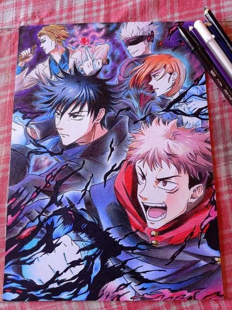 Anime Color Pencil Art Drawings, Anime Color Pencil Art, Jujutsu Kaisen Drawing, Character Design Drawing, Anime Ghost, Easy Disney Drawings, Anime Lineart, Easy Mandala Drawing, Best Anime Drawings