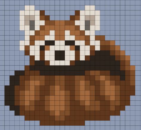 Cross Stitch Red Panda, Badger Pixel Art, Red Panda Perler Bead Patterns, Red Panda Alpha Pattern, Possum Pixel Art, Red Panda Pixel Art, Raccoon Perler Bead Pattern, Pixel Drawing 32x32, Raccoon Pixel Art