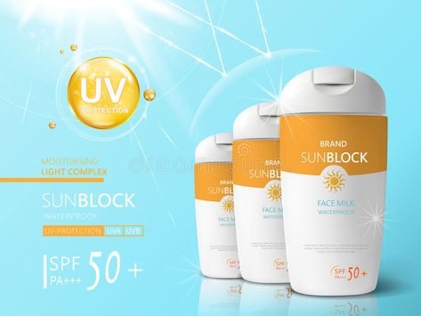 Sunblock ads template. Sun protection cosmetic products. 3D illustration for mag #Sponsored , #Ad, #sponsored, #template, #Sunblock, #protection, #Sun Ads Template, Cosmetics Advertising, Solar Protection, Advertising Ideas, Skin Care Clinic, Protector Solar, Cosmetic Products, Creative Posters, Print Ads