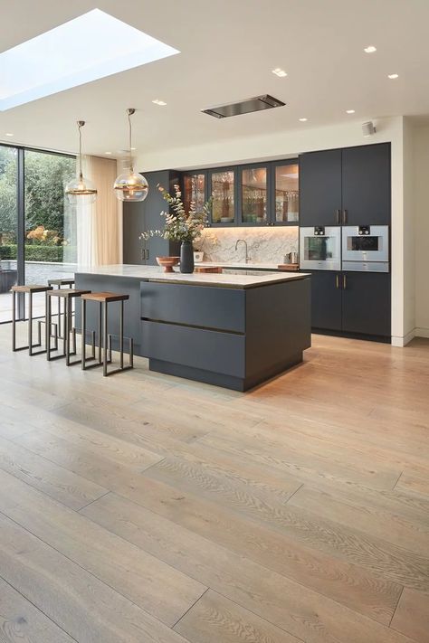 8 Kitchen Flooring Options To Know About | SheerLuxe Kitchen Designers, Kitchen Flooring Options, Open Plan Kitchen Dining Living, Open Plan Kitchen Dining, Kitchen Dining Living, Kitchen And Dining Room, Kitchen Design Plans, Kitchen Inspiration Design, Interior Modern