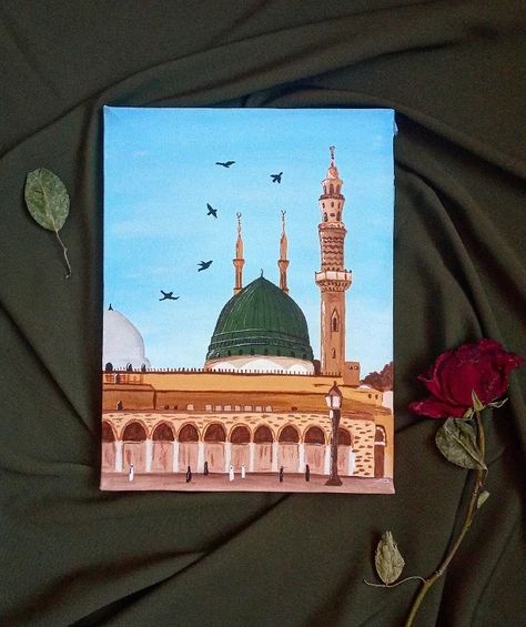 🥀 Roza Rasool Painting, Masjid E Nabwi Painting, Masjid Painting Islamic Art, Makkah Madina Painting, Kaba Sharif Painting On Canvas, Makkah Painting On Canvas, Madina Painting Islamic Art, Islamic Acrylic Painting, Madina Painting