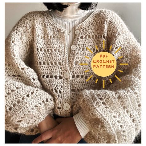 Crochet Mohair Cardigan, Crochet No Sew Pattern, Crochet No Sew, Cardigan Pattern Crochet, Pattern Crochet Sweater, Crochet Mohair, Crochet Cardigan Tutorial, Gilet Crochet, Confection Au Crochet