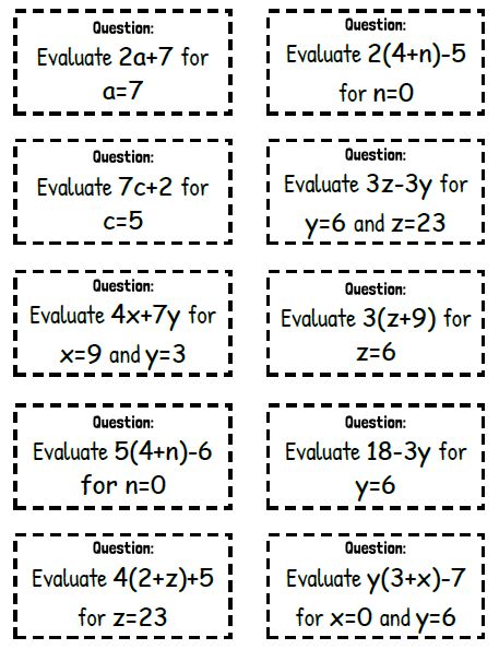 Jae Gets Real: Evaluating Expressions Question Stack Activity Evaluating Expressions Activities, Gen Math, Algebraic Expressions Activities, Evaluating Algebraic Expressions, Sarah Carter, Teacher Leadership, Teaching 6th Grade, Envision Math, Math Expressions