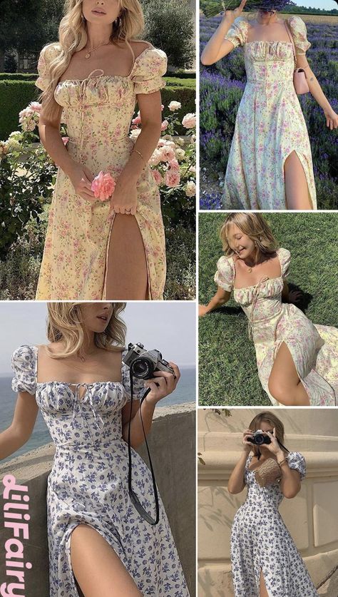 Aesthetic Sundress Outfit, Femenine Outfits Style Summer, Floral Dress Summer Classy, Cute Sundress Outfits, Vestidos Aesthetic Vintage, Sun Dress Aesthetic, Cottage Core Dress Aesthetic, Sun Dresses Aesthetic, Middie Dress