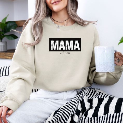 Personalized Mama Sweatshirt, Mama Est Sweatshirt, Personalized Mom Sweatshirt, Gift for Mothers Day, Baby Shower Gift, Minimalist Mom Sweat by TinisDesigns4eo on Etsy Minimalist Mom, Gift For Mothers Day, Mama Sweatshirt, Mom Sweatshirt, Mama Bear, Computer Screen, Mom Style, Best Mom, Matching Outfits