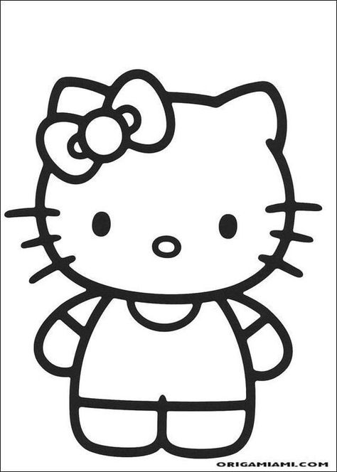 Cute Black Drawings, Color Pages Aesthetic, Easy Cool Drawing Ideas, Easy Cute Coloring Pages, Drawing Ideas Easy Hello Kitty, Cute Drawings Hello Kitty, Cute Drawings For Kids Kawaii Art, Big Easy Drawings, Cute Simple Drawings Disney