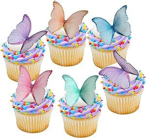 Butterflies For Cake, Edible Paper Cake, Birthday Party Cupcakes, Paper Wedding Decorations, Edible Butterflies, Easy Cupcakes Decoration, Wafer Paper Butterflies, Butterfly Cake Decorations, Cupcakes Decorating