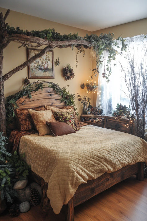 Transform your bedroom into a mystical haven with these 30+ witchy ideas. Blend magic and modern style with enchanting decor, from moon-themed accents to crystal displays. Create your own magical retreat! 🌟🔮 #WitchyBedroom #MagicalDecor #ModernWitch #HomeStyle Cozy Witch Bedroom, Witches Bedroom Ideas, Modern Witchy Decor, Mystical Bedroom Aesthetic, Moody Witchy Bedroom, Vintage Witchy Bedroom, Earth Witch Aesthetic Bedroom, Witchy Bedroom Decor Ideas, Apothecary Bedroom Ideas