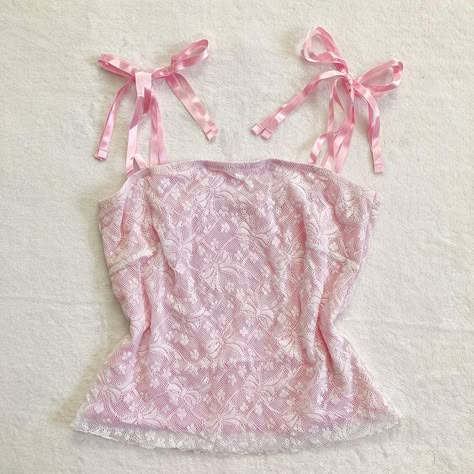 Funky Crochet, Terrence Loves You, Pink Cami Top, Bow Designs, School Clothing, Party Vibe, Pink And White Dress, Fairy Clothes, Cute Clothes