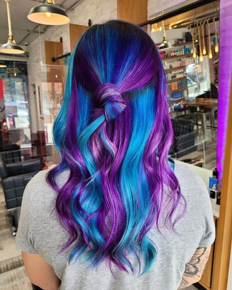 41 Beautiful Blue and Purple Hair Color Ideas – HairstyleCamp Blue And Purple Hair Color, Purple And Blue Hair, Blue And Purple Hair, Exotic Hair Color, Blue Purple Hair, Color Block Hair, Blue Hair Color, Purple Hair Color, Hair Dye Tips