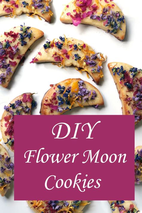 Flower Moon Esbat Cookies - Moody Moons Moon Spell Cookies, Witchcraft Recipes, Dark Folklore, Folklore Forest, Sophisticated Garden, Moon Cookies, Kitchen Witch Recipes, Flower Moon, Kitchen Witchery