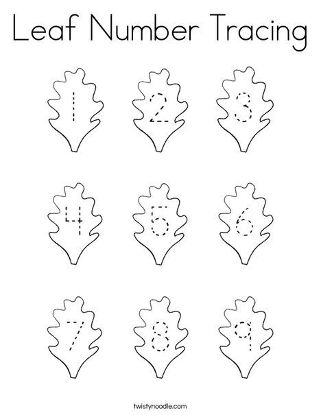 Leaf Number Tracing Coloring Page - Twisty Noodle Leaf Numbers Preschool, Leaf Shape Coloring, Leaf Math Activities Preschool, Leaf Theme Preschool Activities, Leaf Preschool Activities, Leaf Worksheet, Leaf Tracing, Abc Bootcamp, November Preschool