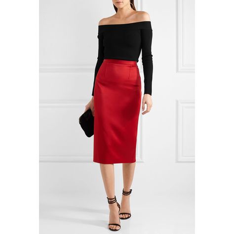 Roland Mouret Satin pencil skirt (€535) ❤ liked on Polyvore featuring skirts, red knee length pencil skirt, red satin skirt, zipper skirt, satin pencil skirt and pencil skirt Red Satin Skirt Outfit, Red Pencil Skirt Outfit, Pencil Skirt Outfits Classy, Satin Skirt Outfit Classy, Pencil Skirt Outfits Casual, Red Satin Skirt, Satin Skirt Outfit, Satin Pencil Skirt, Outfit Sneakers