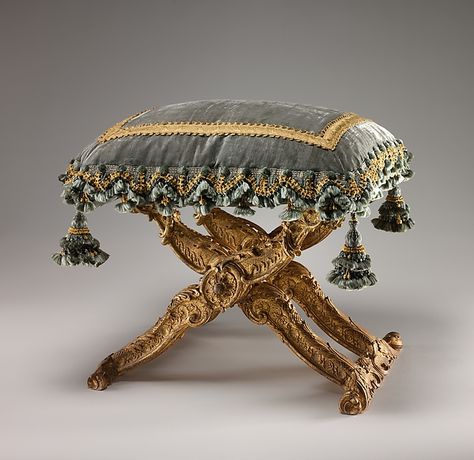 Folding stool (pliant) (one of a pair) | French, Paris | The Met French Paris, Folding Stool, French Furniture, French Decor, Take A Seat, Silk Velvet, Unique Furniture, Floor Cushions, Metropolitan Museum Of Art