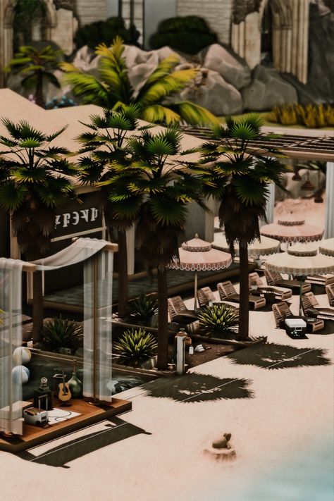 ♥ Hi guys, today we are building a beach inspired by luxury resorts around the Caribbean's. This beach includes a pool, a bar, changing rooms, seating's, and a small stage. Sims 4 Pool Build, Sims 4 Sulani Resort, Sims 4 Beach Bar, Sims 4 Resort Build, Sims 4 Miami, Sims 4 Resort Cc, Sims 4 Beach Restaurant, Sims4 Beach Cc, Sims 4 Los Angeles