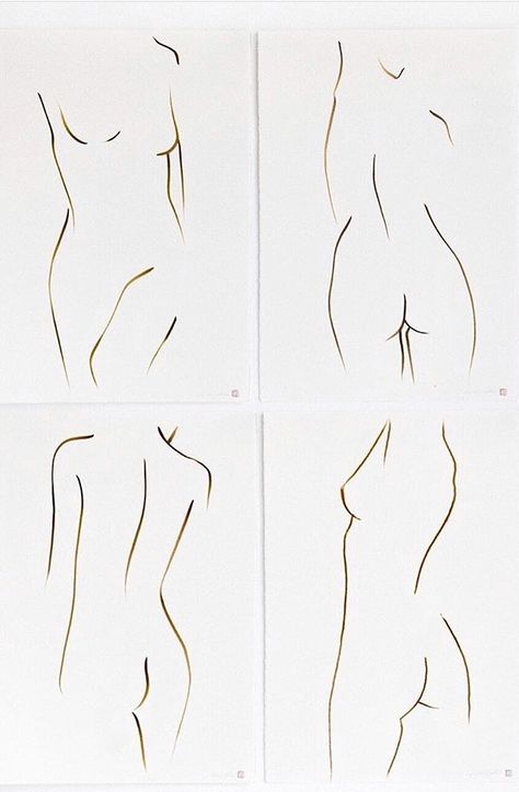 Woman Silouhette Aesthetic, Patings Art Ideas Simple, Nude Line Drawings, Nude Ideas Easy, Nude Art Ideas Easy, Women Outline Art, Back Fine Line Tattoo, Line Art Drawings Woman, Women Body Outline Drawing